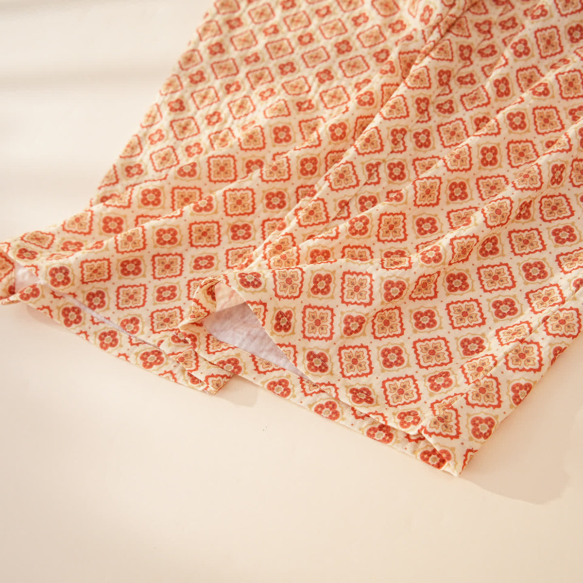 Geometric Ruffle Trim Cotton Loungewear Set - image 12