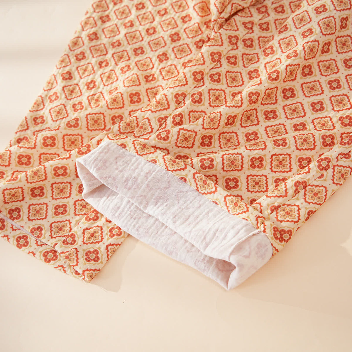 Geometric Ruffle Trim Cotton Loungewear Set - image 13
