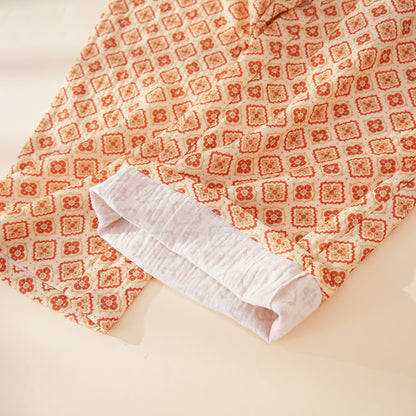 Geometric Ruffle Trim Cotton Loungewear Set - image 13