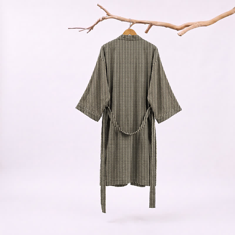 Geometric Chevron Cotton Jacquard Kimono Robe - image 1