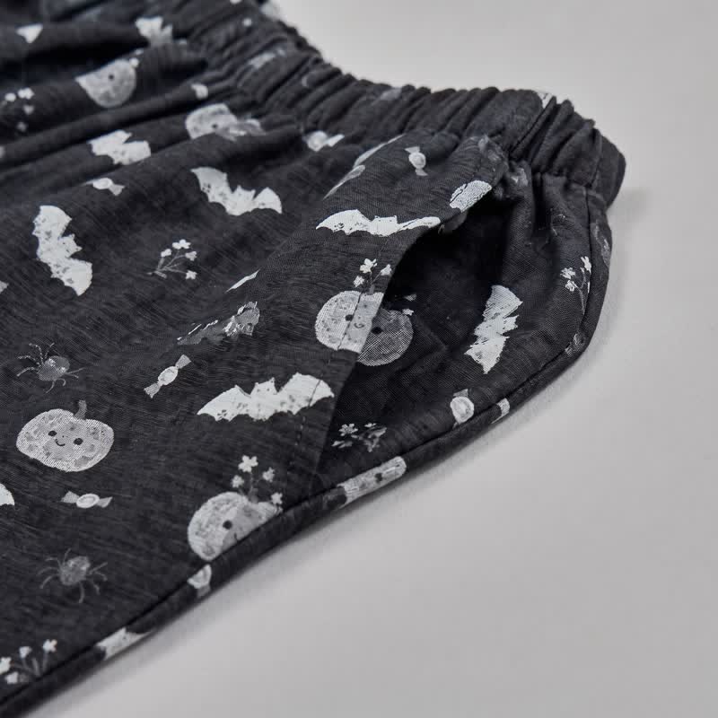 Halloween Pumpkin Bat Cotton Gauze Loungewear Set - image 5