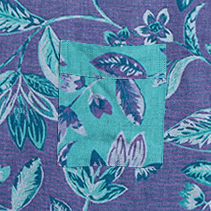 Blue & Purple Leaf Cotton Kimono Robe - image 11