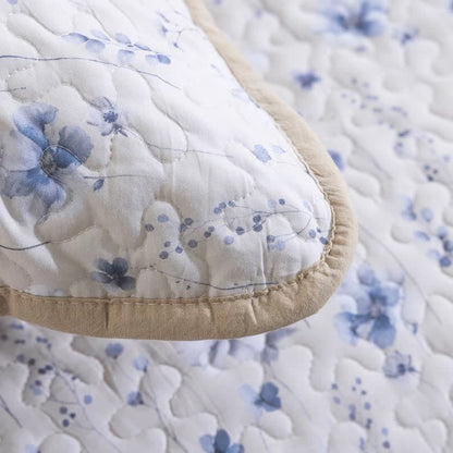 Blue Watercolor Flower Cotton Quilt Set - image 6
