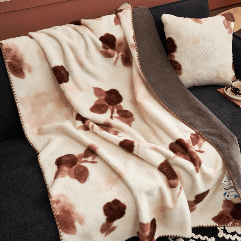 Vintage Beige Rose Plush Throw Blanket - image 2