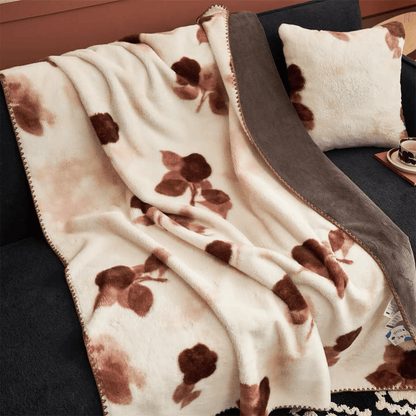 Vintage Beige Rose Plush Throw Blanket - image 2