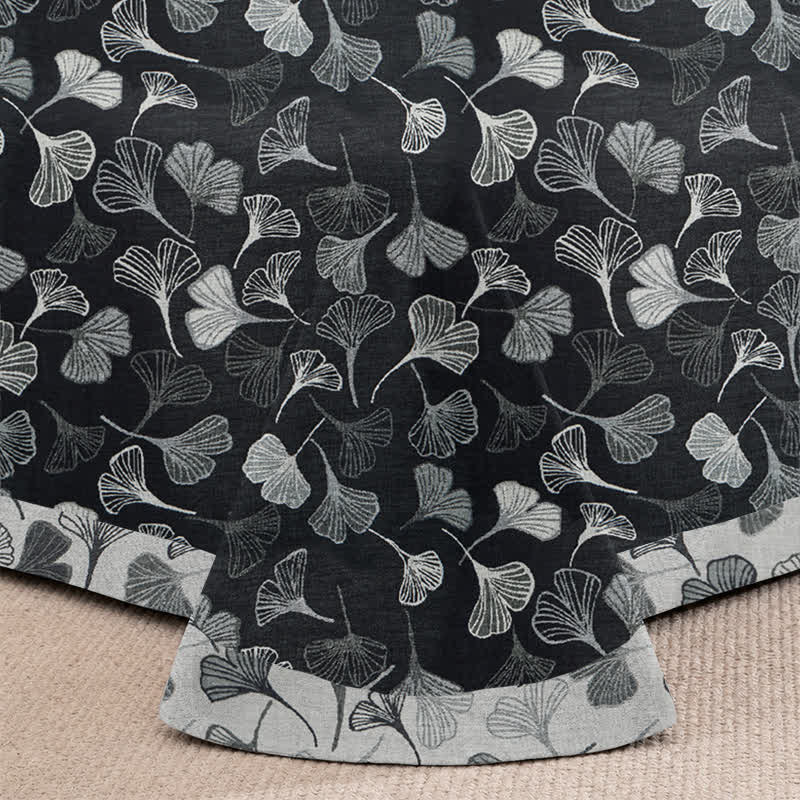 Vintage Black Ginkgo Leaf Reversible Cotton Bedding Set - image 3