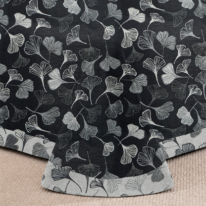 Vintage Black Ginkgo Leaf Reversible Cotton Bedding Set - image 3