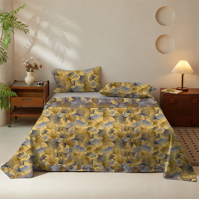 Golden Ginkgo Leaf Cotton Bedding Set - image 2