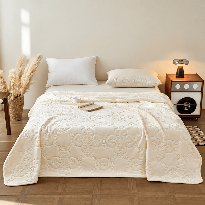 Multi-color Luxury Raschel Fleece Blanket - Beige - Blanket - 79" x 91" - image 25