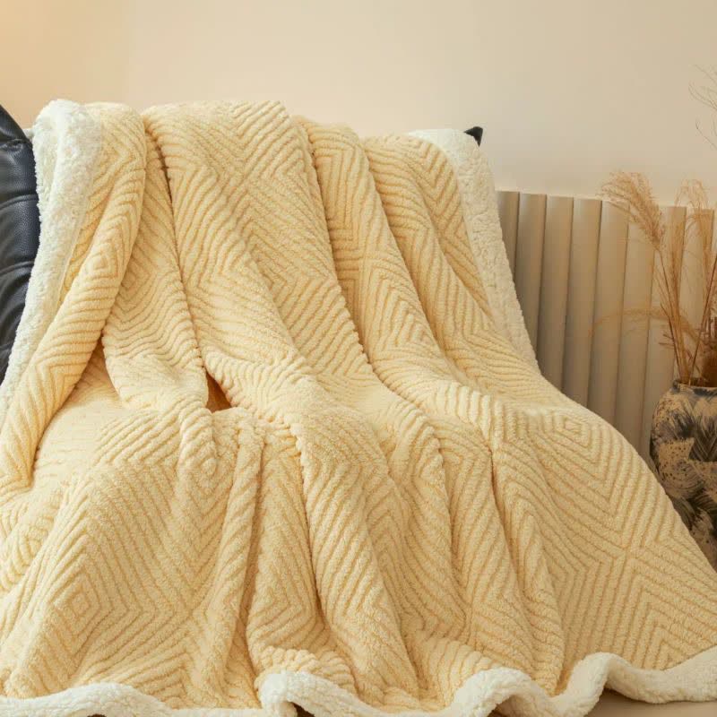 Geometric Diamond Coral Fleece Throw Blanket - image 1
