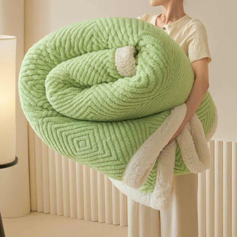 Geometric Diamond Coral Fleece Throw Blanket - Green - 79" x 91" - image 24