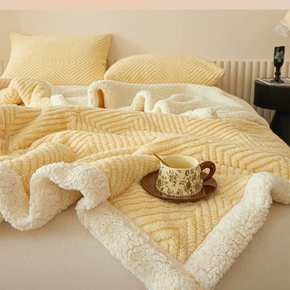 Geometric Diamond Coral Fleece Throw Blanket - image 3