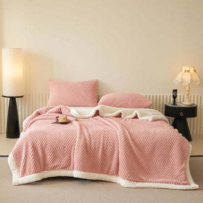 Geometric Diamond Coral Fleece Throw Blanket - image 13
