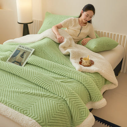 Geometric Diamond Coral Fleece Throw Blanket - image 27