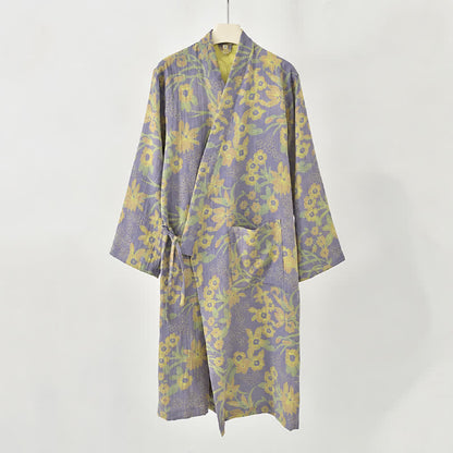 Pastoral Floral Jacquard Kimono Cotton Robe - image 13