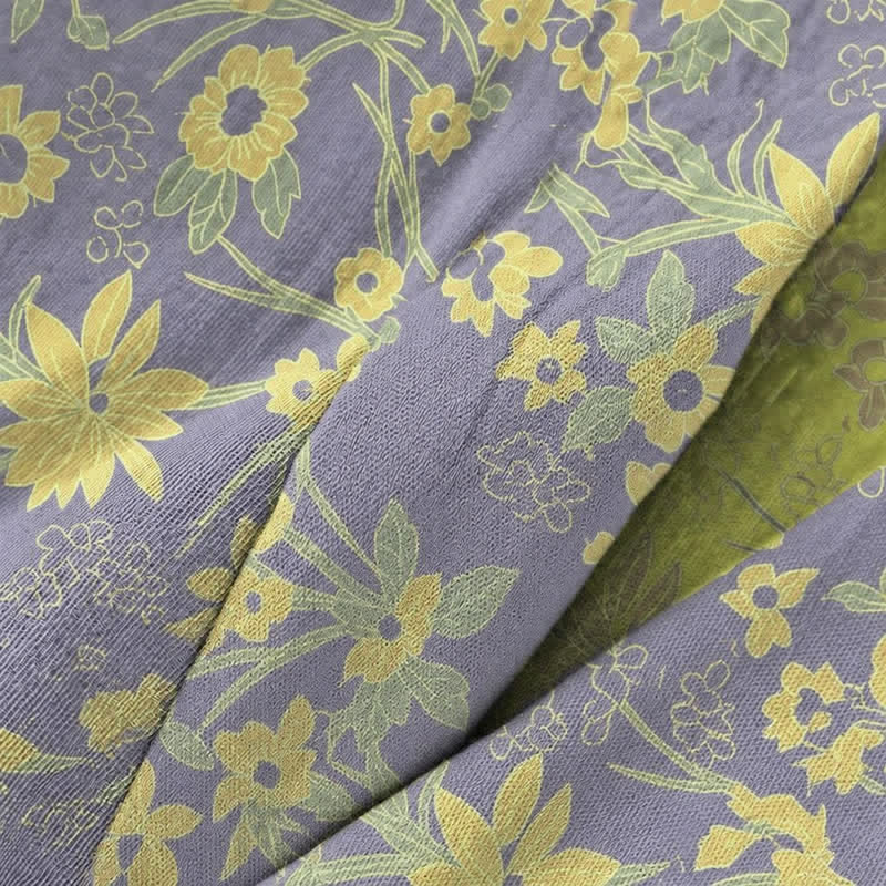 Pastoral Floral Jacquard Kimono Cotton Robe - image 16