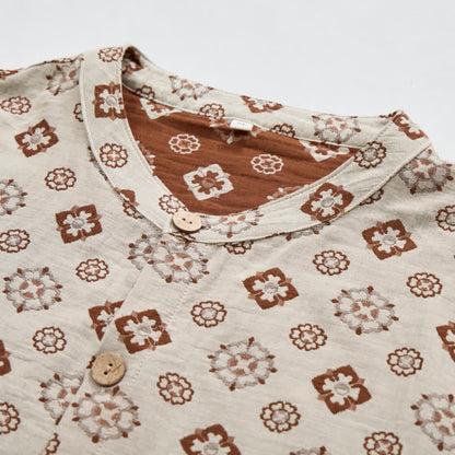 Retro Geometric Long Sleeve Pajama Set - image 2