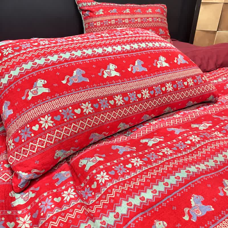 Ethnic Horse Cotton Duvet Cover Bedding Set - image 3
