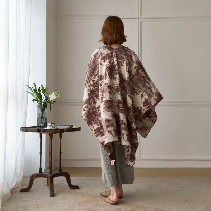 Vintage Jungle Toile Poncho Shawl Wrap - image 12