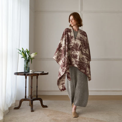 Vintage Jungle Toile Poncho Shawl Wrap - image 10