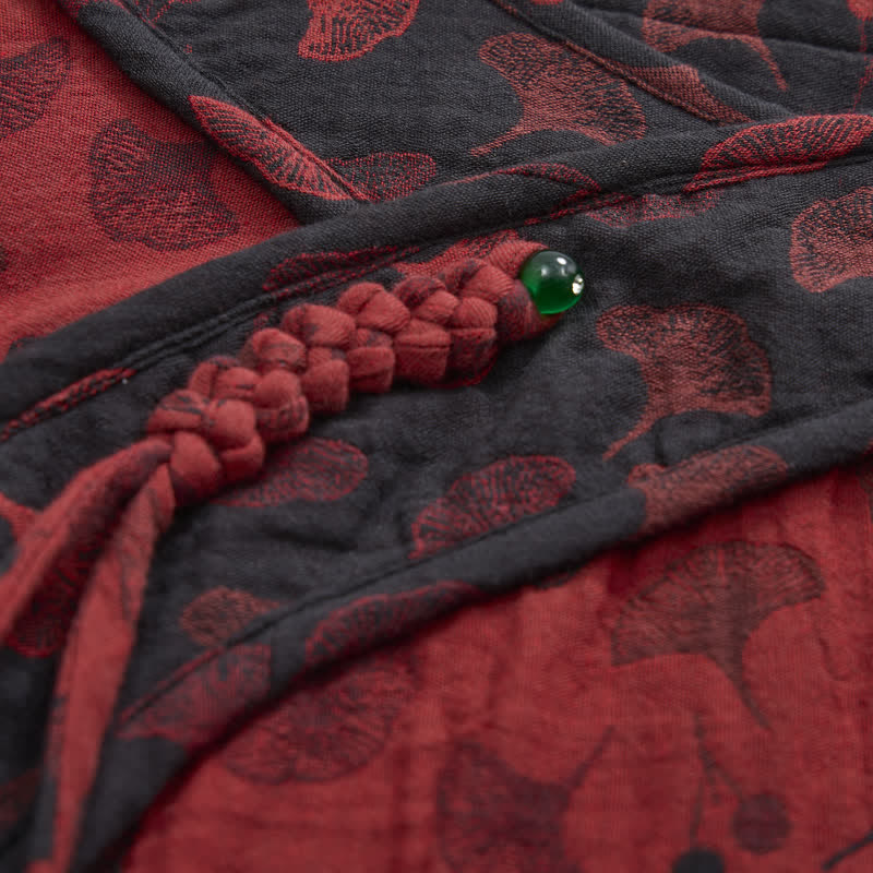 Ginkgo Leaf Oriental Tassel Cotton Pajamas - image 5