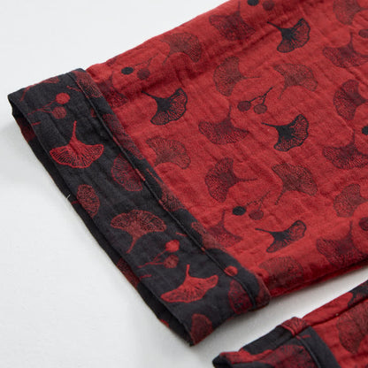 Ginkgo Leaf Oriental Tassel Cotton Pajamas - image 7