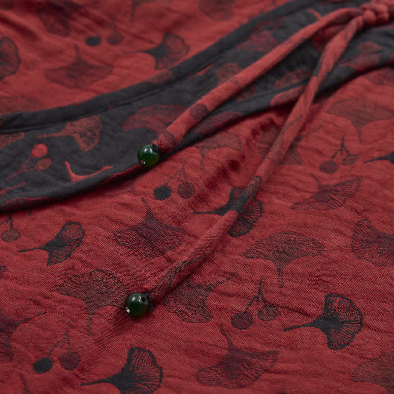 Ginkgo Leaf Oriental Tassel Cotton Pajamas - image 6