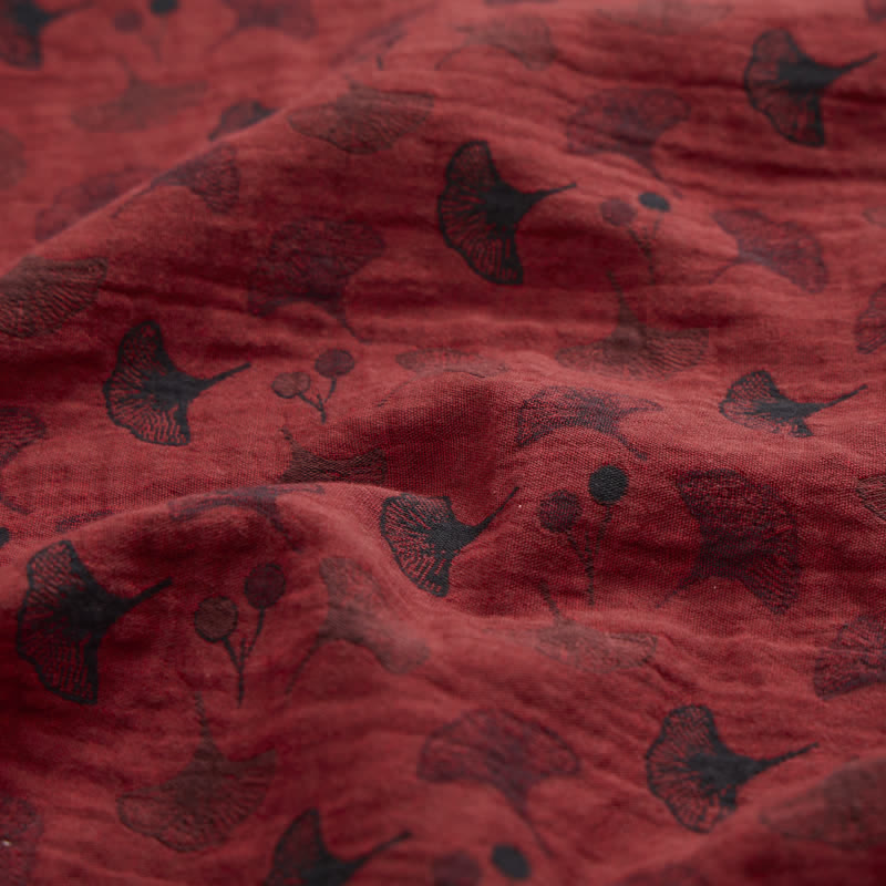 Ginkgo Leaf Oriental Tassel Cotton Pajamas - image 11
