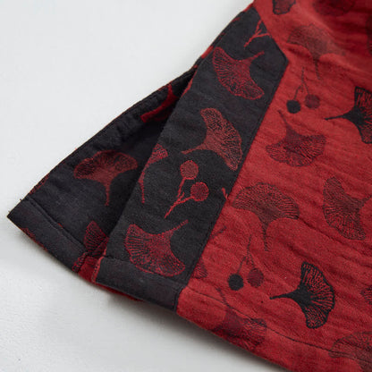 Ginkgo Leaf Oriental Tassel Cotton Pajamas - image 9