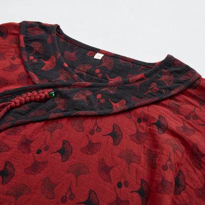 Ginkgo Leaf Oriental Tassel Cotton Pajamas - image 4