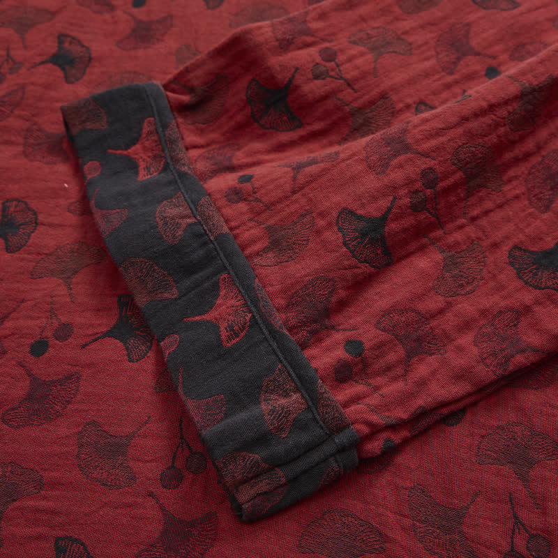 Ginkgo Leaf Oriental Tassel Cotton Pajamas - image 10