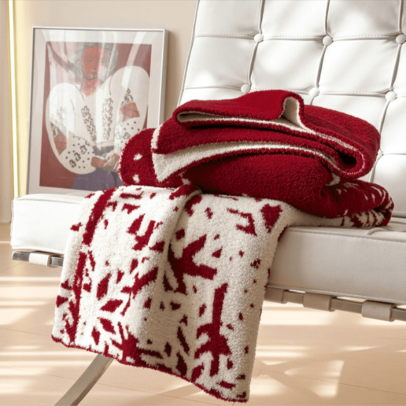 Christmas Red Snowflake Throw Blanket - image 5