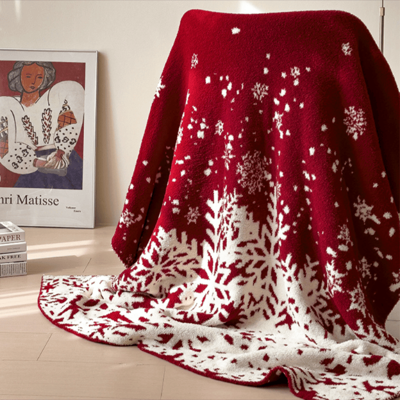 Christmas Red Snowflake Throw Blanket - image 1