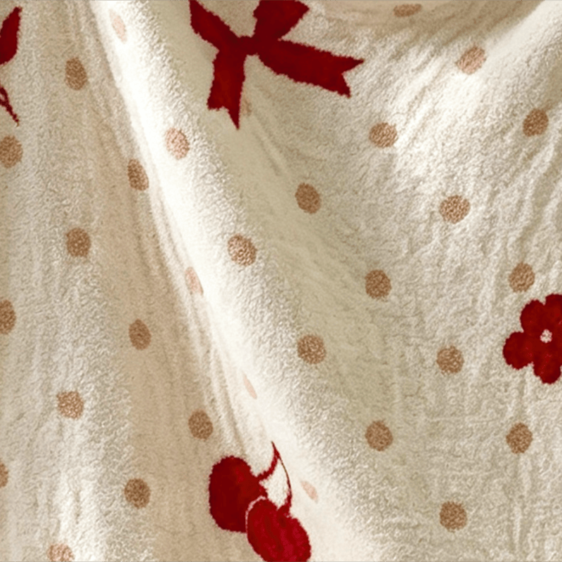 White Bow & Cherry Jacquard Throw Blanket - image 5