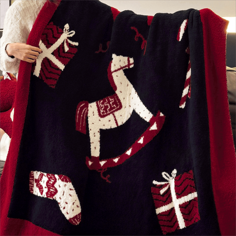Christmas Rocking Horse Jacquard Throw Blanket - image 5