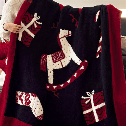 Christmas Rocking Horse Jacquard Throw Blanket - image 5