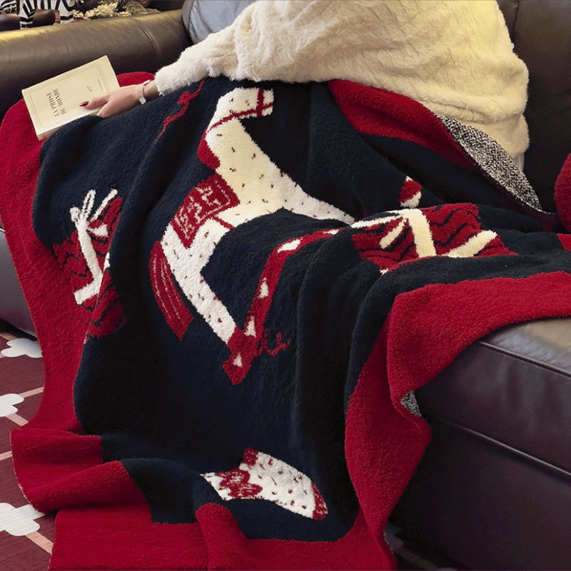 Christmas Rocking Horse Jacquard Throw Blanket - image 2