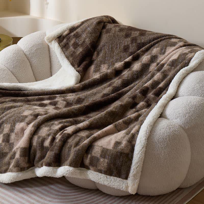 Double-Layer Sherpa Checkerboard Throw Blanket - image 3