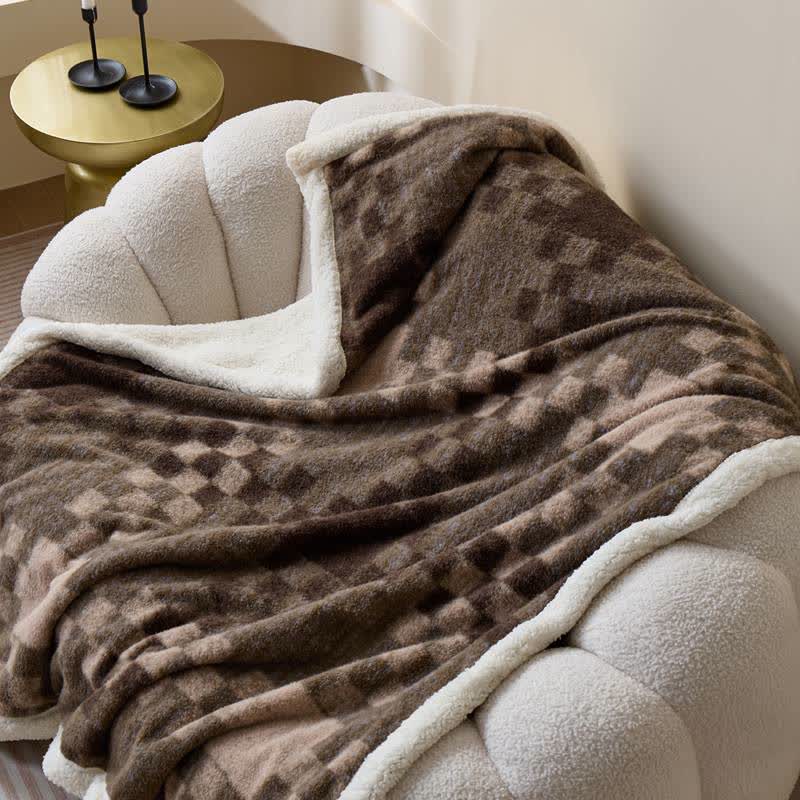 Double-Layer Sherpa Checkerboard Throw Blanket - image 5