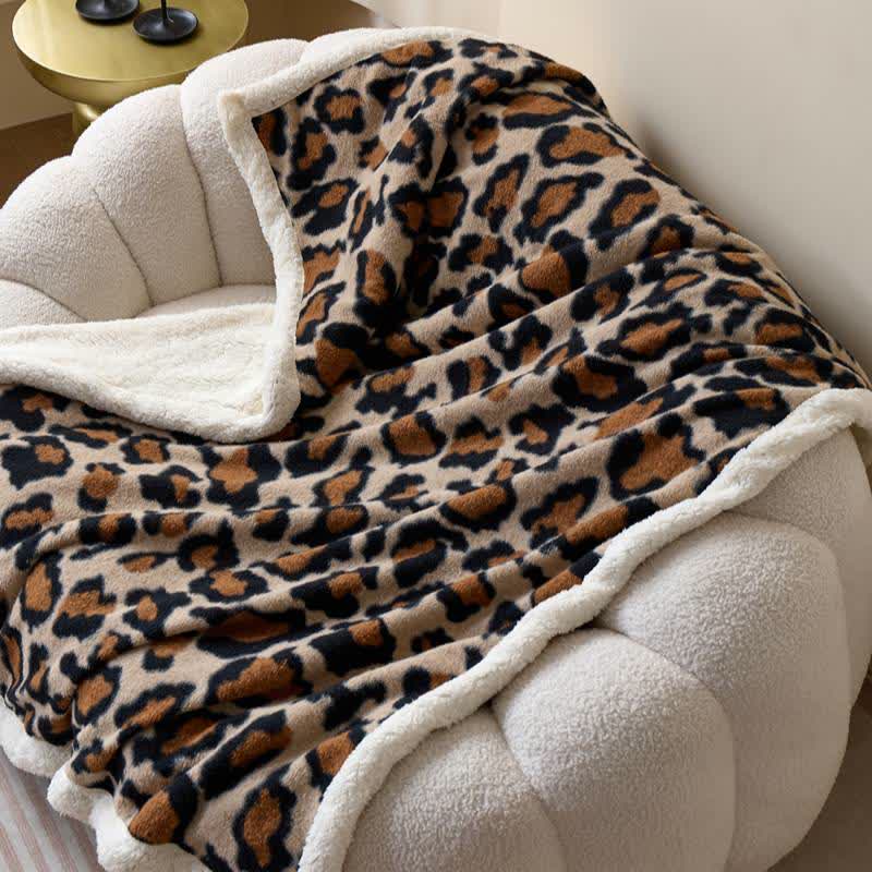 Classic Leopard Fluffy Sherpa Throw Blanket - image 4