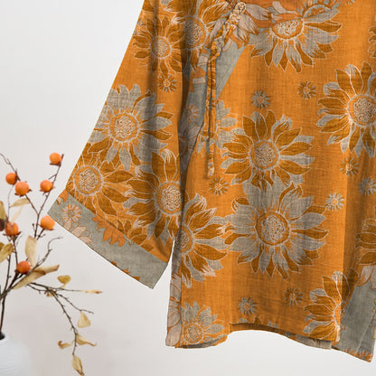 Oriental Sunflower Cotton Pajama Set - image 3