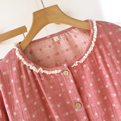 Candy Dot Cotton Gauze Lace Lounge Set - image 3