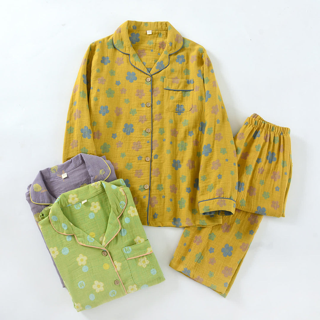 Floral Cotton Piped Loungewear Set - image 0