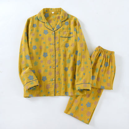 Floral Cotton Piped Loungewear Set - Yellow - XXL - image 2