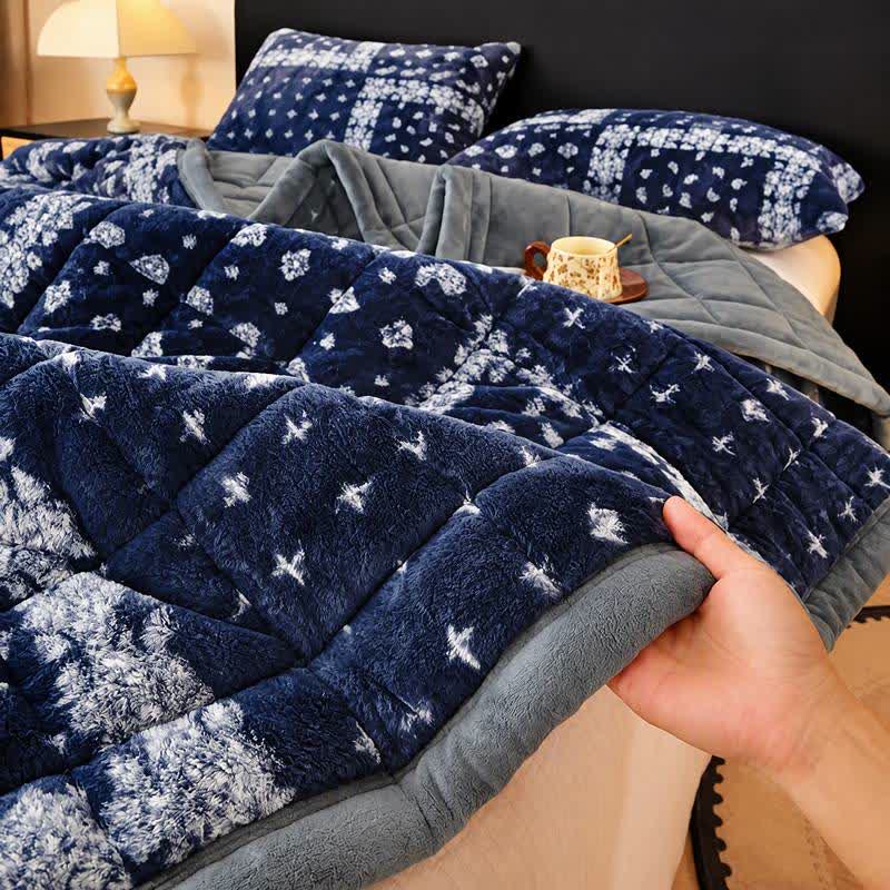 Blue Snowflake Quilted Fluffy Blanket - image 4