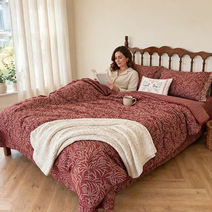 Botanical Flower Reversible Cotton Quilt - image 8