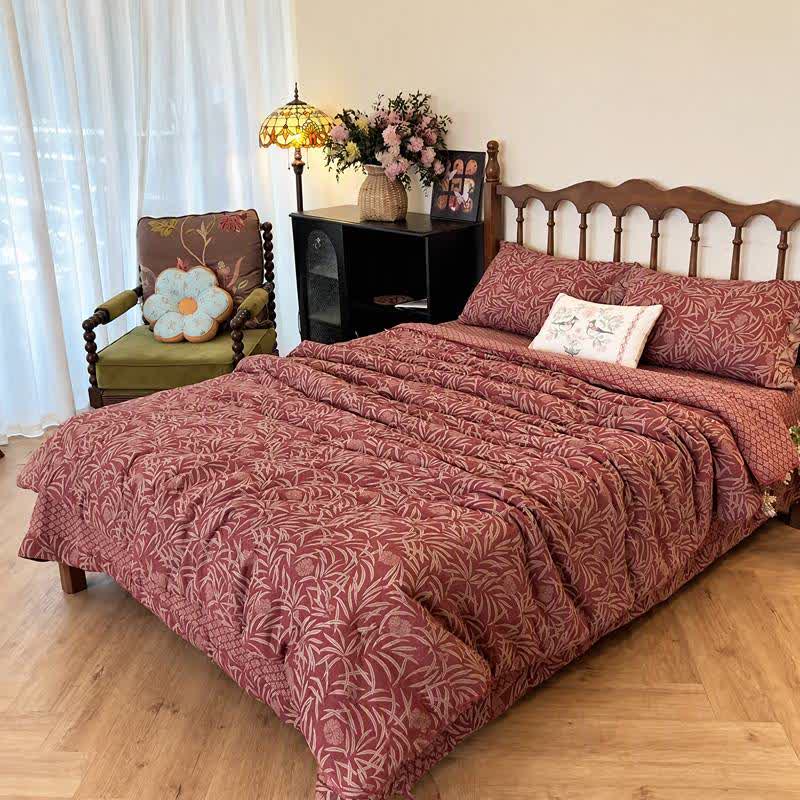Botanical Flower Reversible Cotton Quilt - image 7
