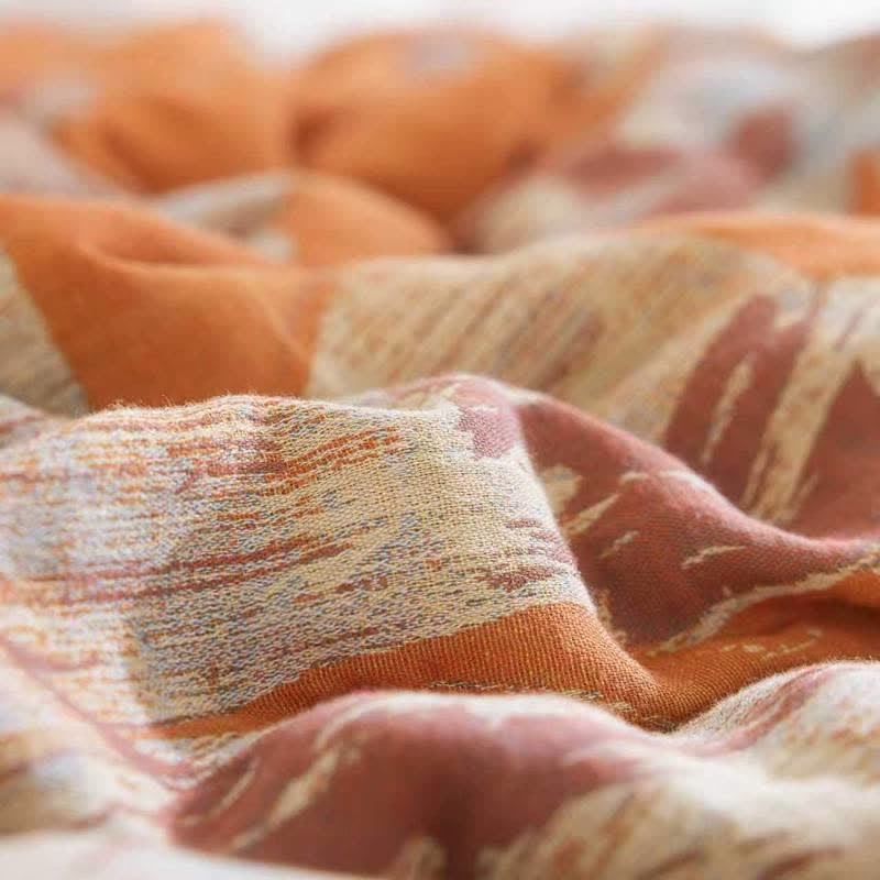 Reversible Orange & Blue Flower Cotton Quilt - image 9