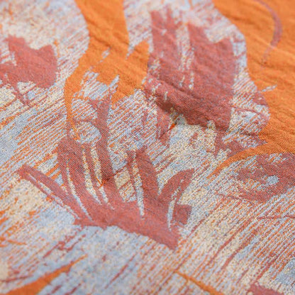 Reversible Orange & Blue Flower Cotton Quilt - image 8