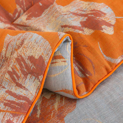 Reversible Orange & Blue Flower Cotton Quilt - image 18